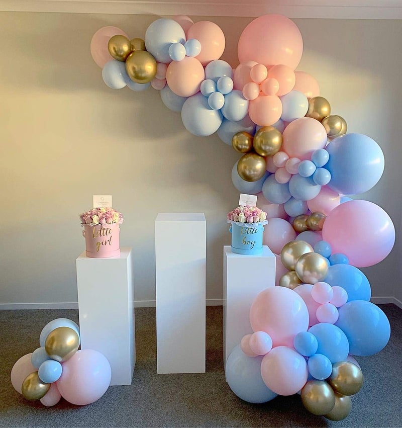 BALONAR DIY 135PCS Gender Reveal Balloon Garland kits Chrome Metallic Latex Balloons 18/10/5inch Pearl Balloons for Birthday Party Celebration Wedding Gender Reveal He or She Boy or Girl (Pink Blue Gold) - Image 2
